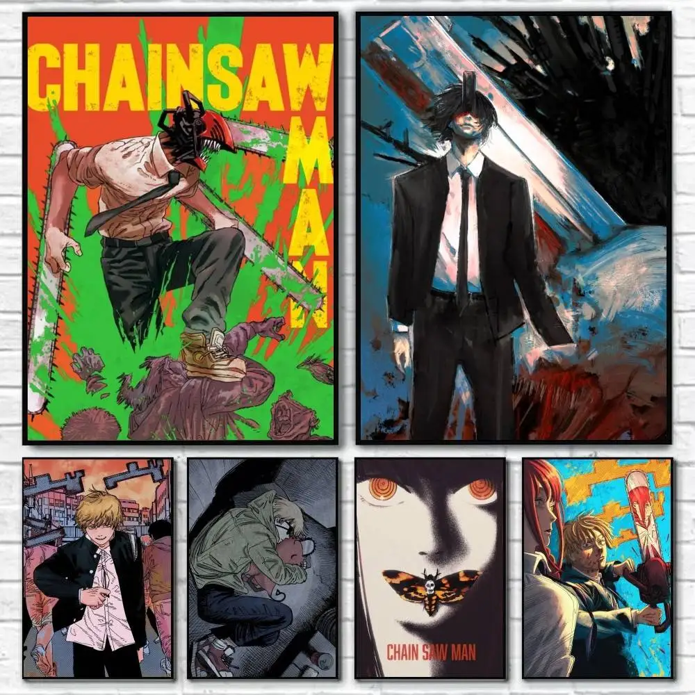 Denji Chainsaw man Manga  Poster Waterproof HD Art Wall Decal Self-Adhesive Print