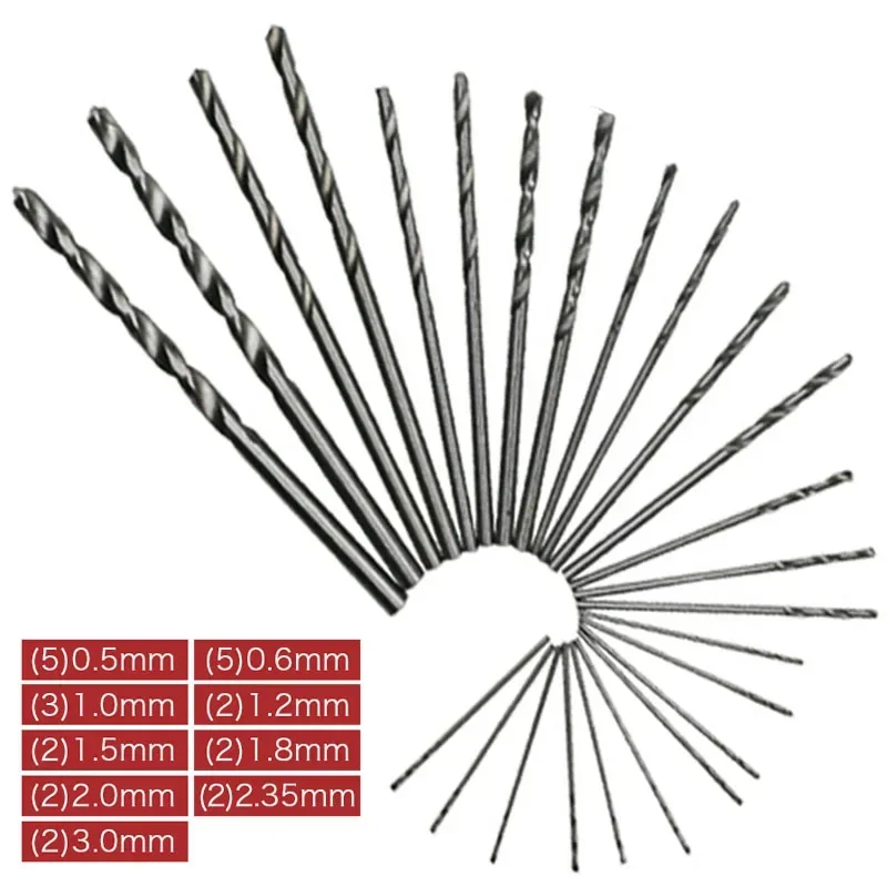 25Pcs/Set Twist Drill Bit 0.5mm~3mm High Speed Steel Round Shank Mini Drill Bits Kit DIY Jewelry Punching Tool Woodworking Tools