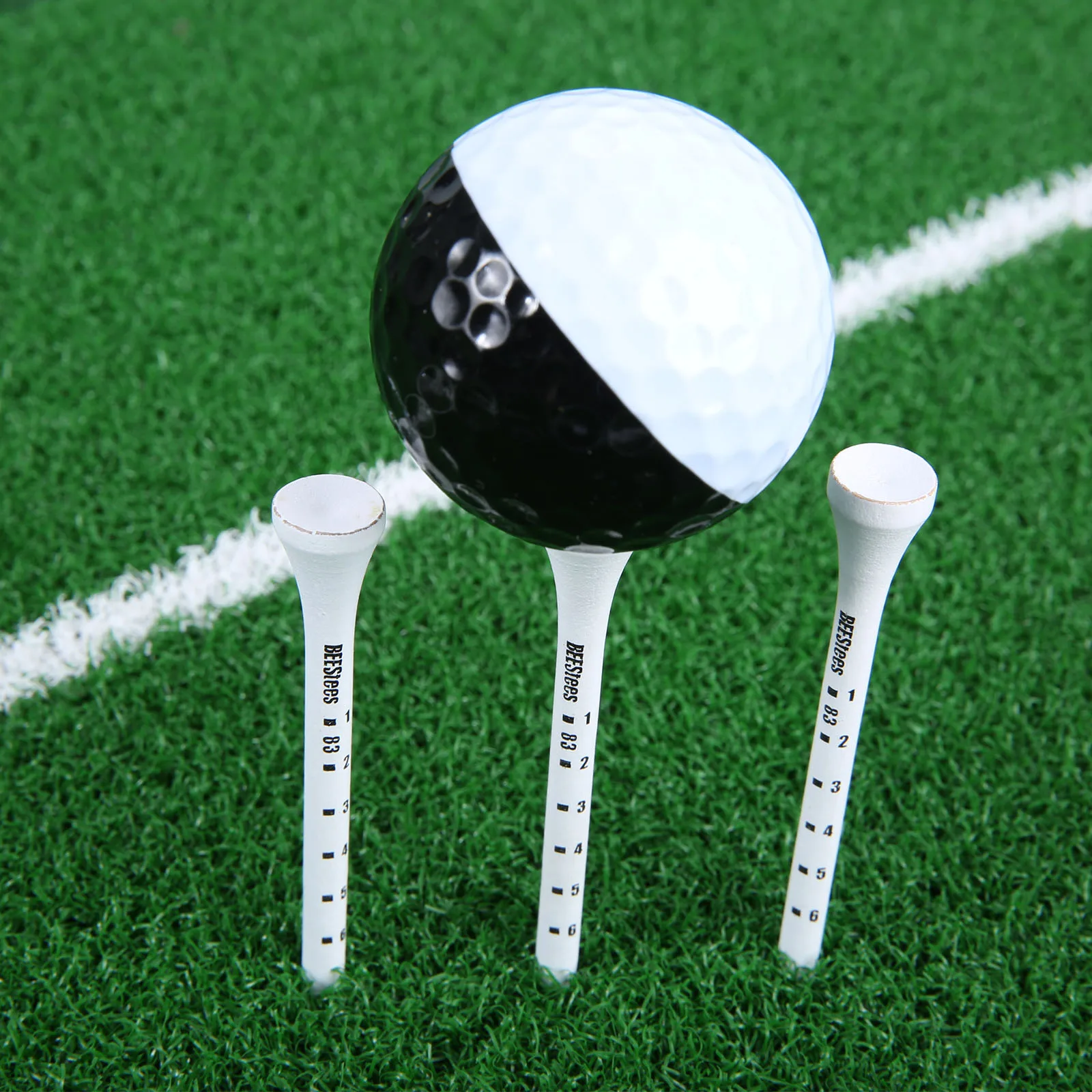gohantee Professional 50 Pcs Golf Tees 83mm White Golf Wood Tees With Deep Mark For Irons Hitting Golf Practice Accessories