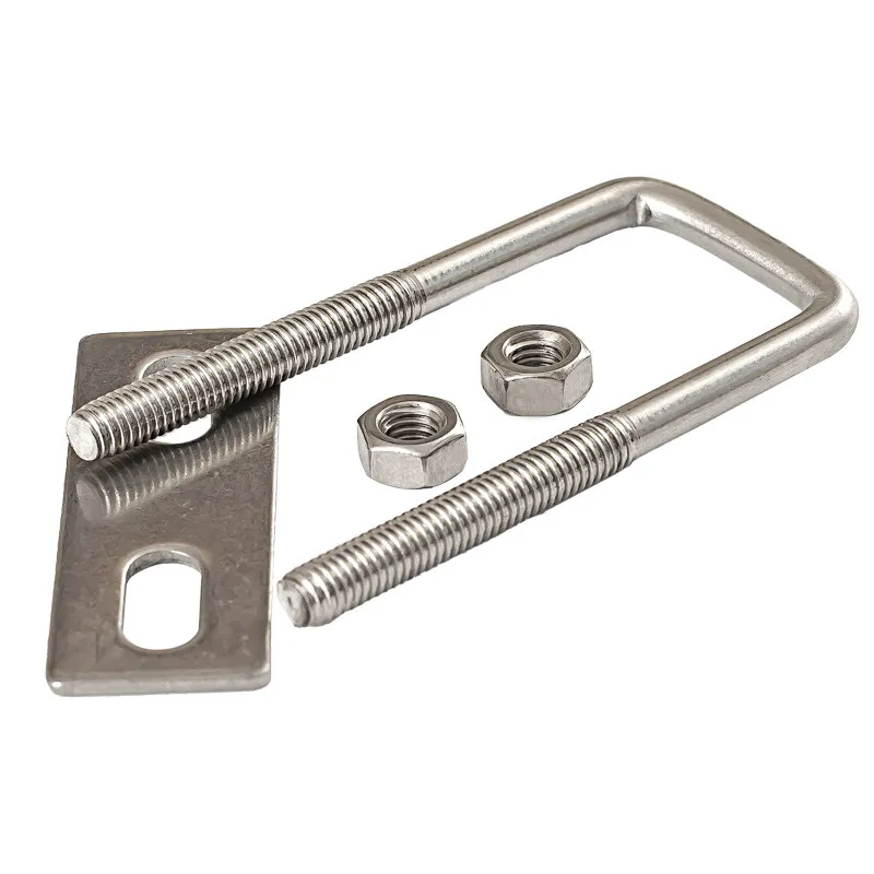 304 Stainless Steel U-Shaped Screw Right Angle Square Clamp M6 M8 M10 M12 U Bolt Pipe Clamp Fastener Hardware Parts