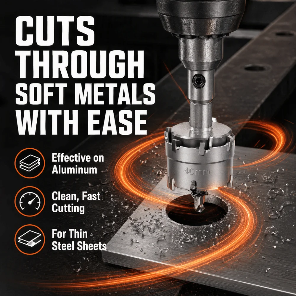 5pcs 20-50mm Diameter Range Hole Saw Set HSS Body TCT Core Design HSS Drill Bit Set Multi Size Carbide Tip Core Hole Saw Kit