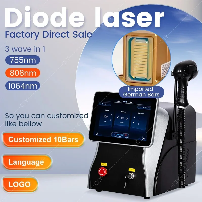 808nm Diode Laser Hair Removal Machine 3 wave Ice Titanium Painles Permanent Alexandrite Device For Professional Salon Depilador