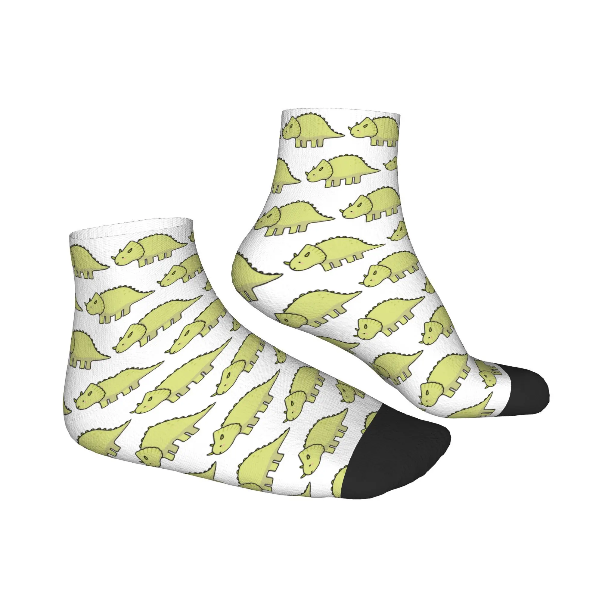 All Seasons Little Dino Triceratops  Illustration Socks Harajuku Sport Middle Tube Socks Soft Hip Hop Stockings for Men Women