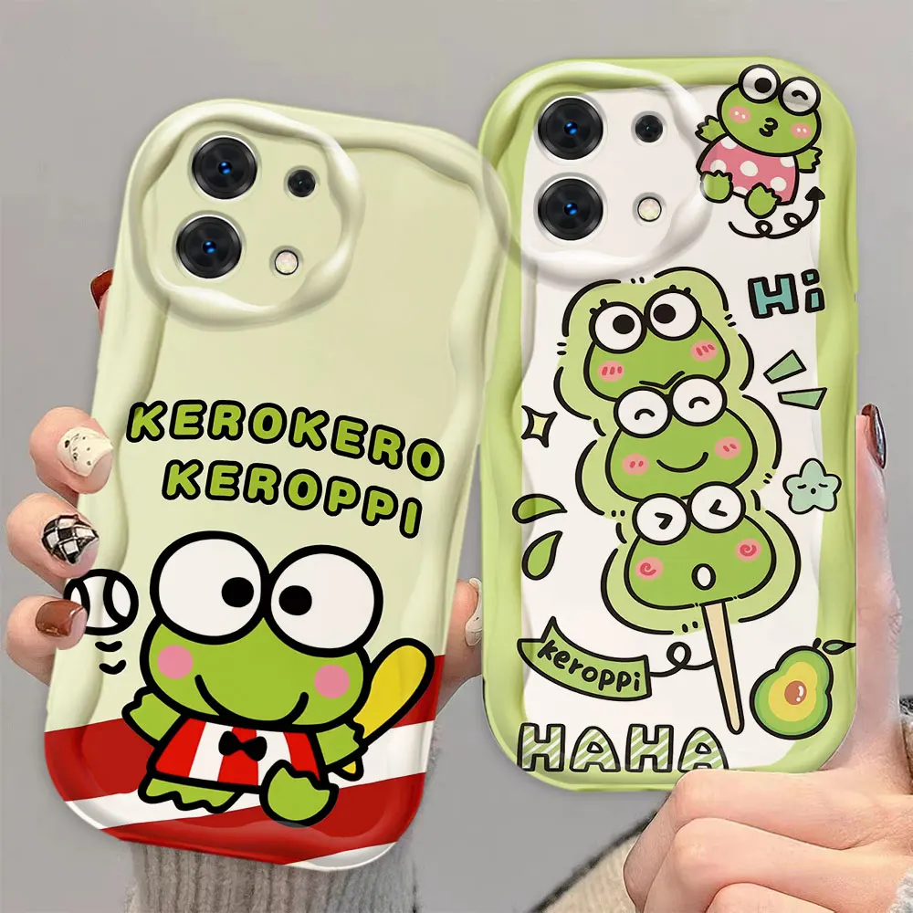 Cute Kero Keroppi Cover 3D Wave Phone Case For Xiaomi Redmi NOTE 13 12 12S 11 11S 10 10T 9 8 Pro Plus White TPU Case Funda Capa