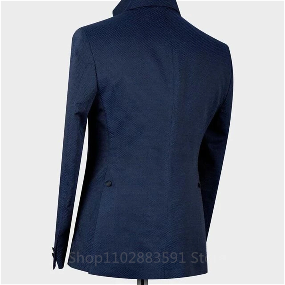 2024 Business Casual Men\'s Suits Groom Prom Party Tuxedos Custom Double Breasted Blazer Jacket Pants 1 Piece Wedding Costume