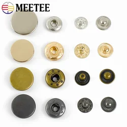 10Sets Meetee Metal Snap Buttons for Bag Coat 10-25mm Fasteners Press Button Clothes Decor Golden Buckles DIY Sewing Accessories