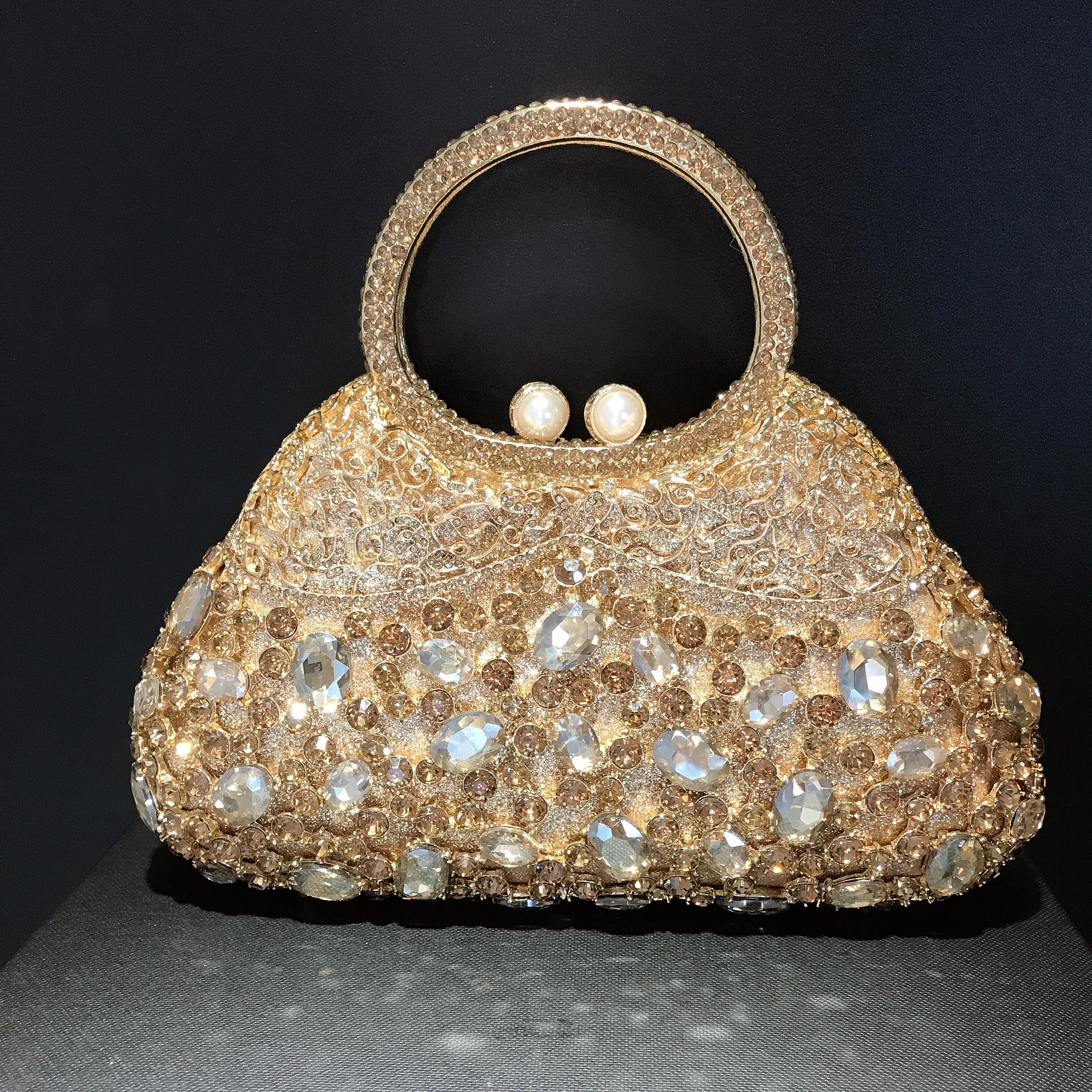 

Овальная стеклянная сумочка, прозрачный хрустальный клатч с кожаной ручкой. OEM-вечерний кошелек на заказ, низкая минимальная цена оптом от заводского дира