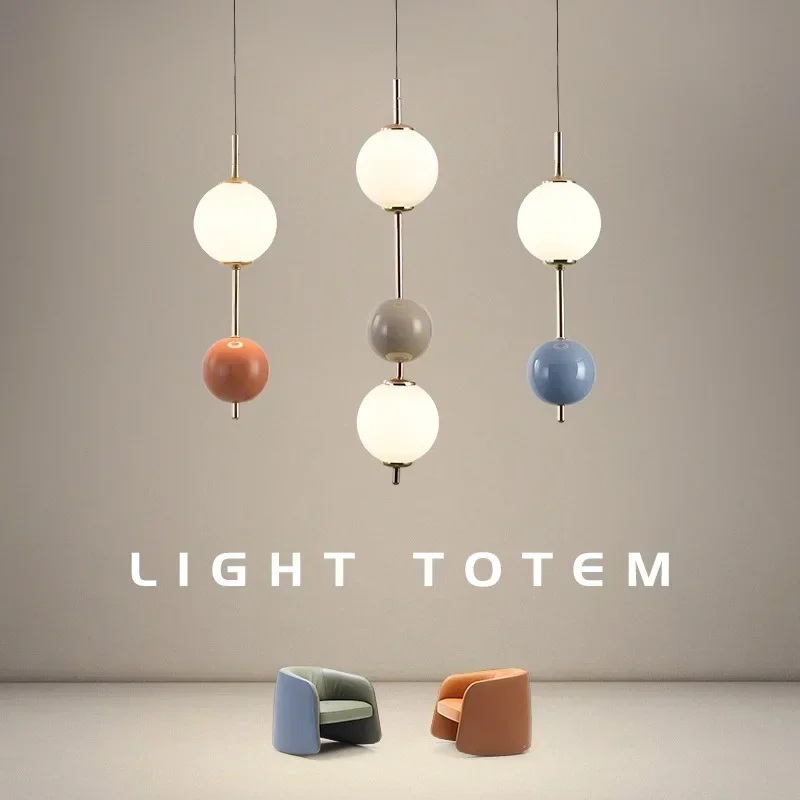 

Colorful Ball LED Pendant Light White Glass Ball For Bedroom Dining Room Kitchen Hanging Lamp