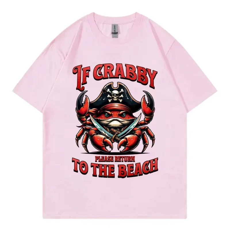 

Si Crabby por favoregreso a la playa camiseta divertida camisetas de manga corta Vintage a la moda camisetas informales