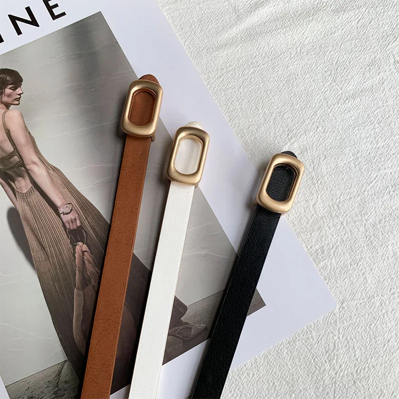 New Non-hole Woman Thin Belt PU Leather Metal Buckle Wrist Strap For Female Dress Shirt Decor Belts Fashion Adjustable Waistband