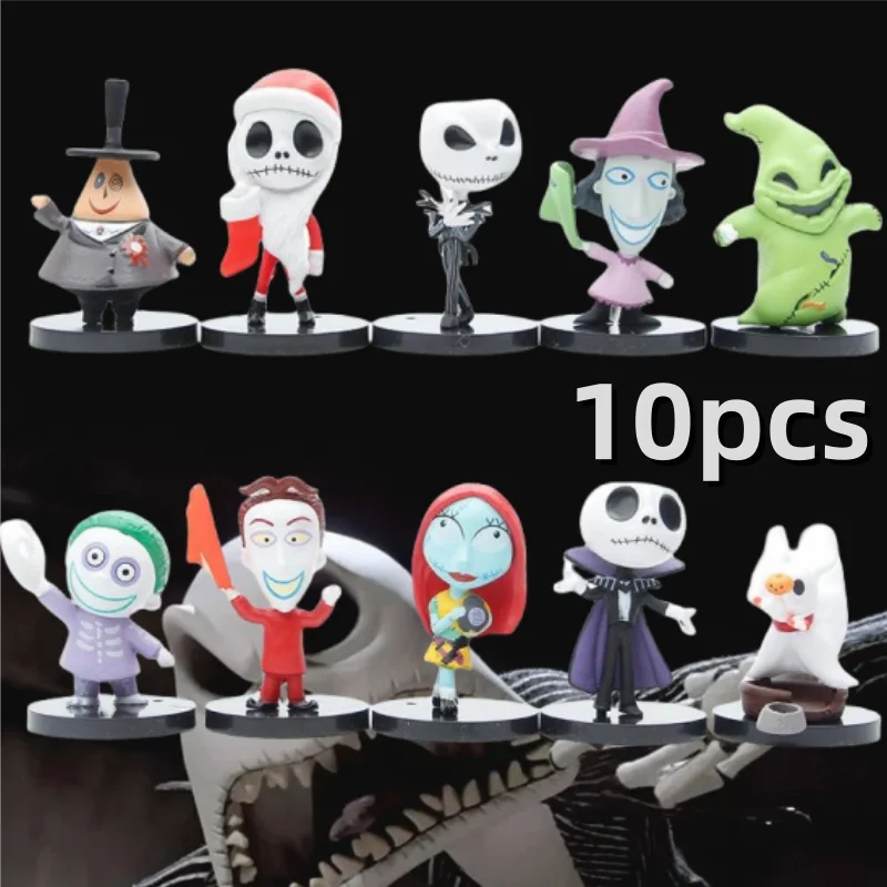 

10pcs/set The Nightmare Anime Before Christmas Figure Sally Jack Skellington Christmas PVC Model Vinyl Action Figurine Gift