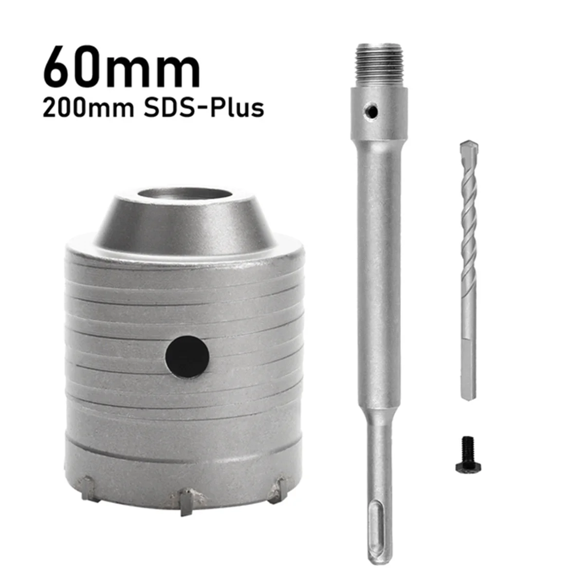 SDS Plus Hammer Drills Wall Hole Saw Drill Bit Set Cutter Tools with Round Shaft Concrete Cement Stone Hole Opener,60mm