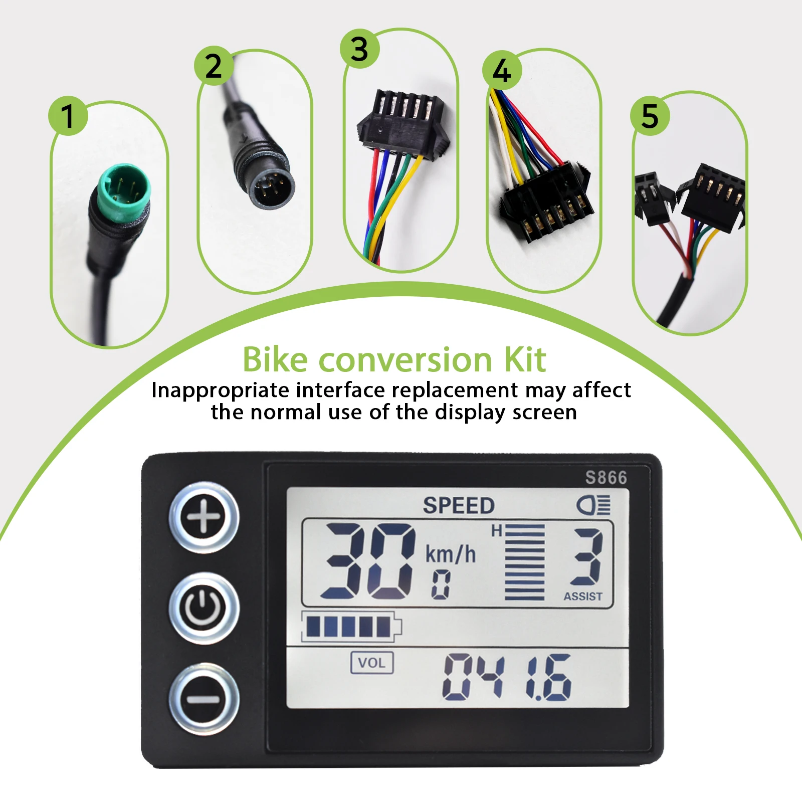 S866 Electric Bicycle Display Digital Cable Ebike Smart Bike Computer Bicycle Speedometer Waterproof Road Mtb Cycling Odometer