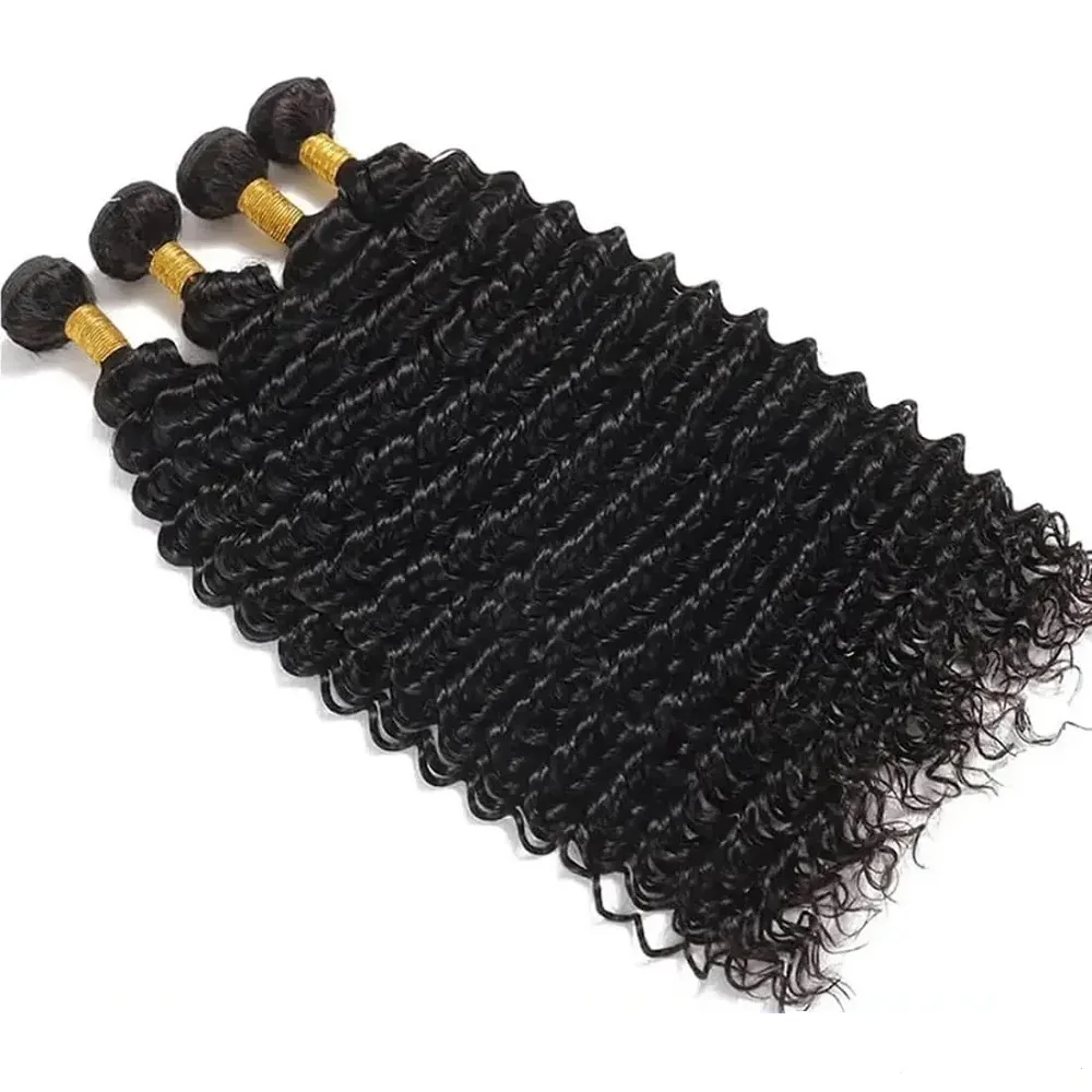 Extensioni di Capelli Umani Ricci Profondi Naturali, 1/3/4 Pezzi, Extension Remy, Onde Naturali, Lunghezza 10-40 Pollici