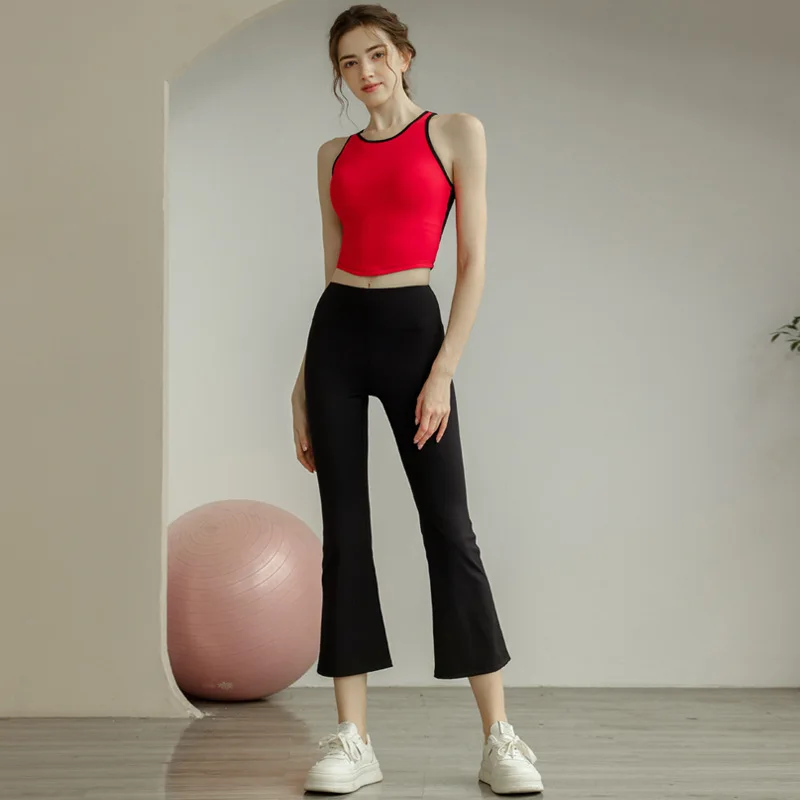 Haut de yoga à séchage rapide avec coussretours de soutien-gorge pour femme, sous-vêtements dos nu pour le sport, le fitness et la course