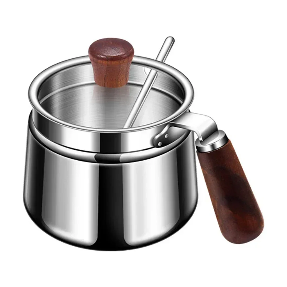 

316 Stainless Steel Seasoning Jar With Lid For Kitchen Large Capacity Salt And Spice Container Walnut Wood Finish