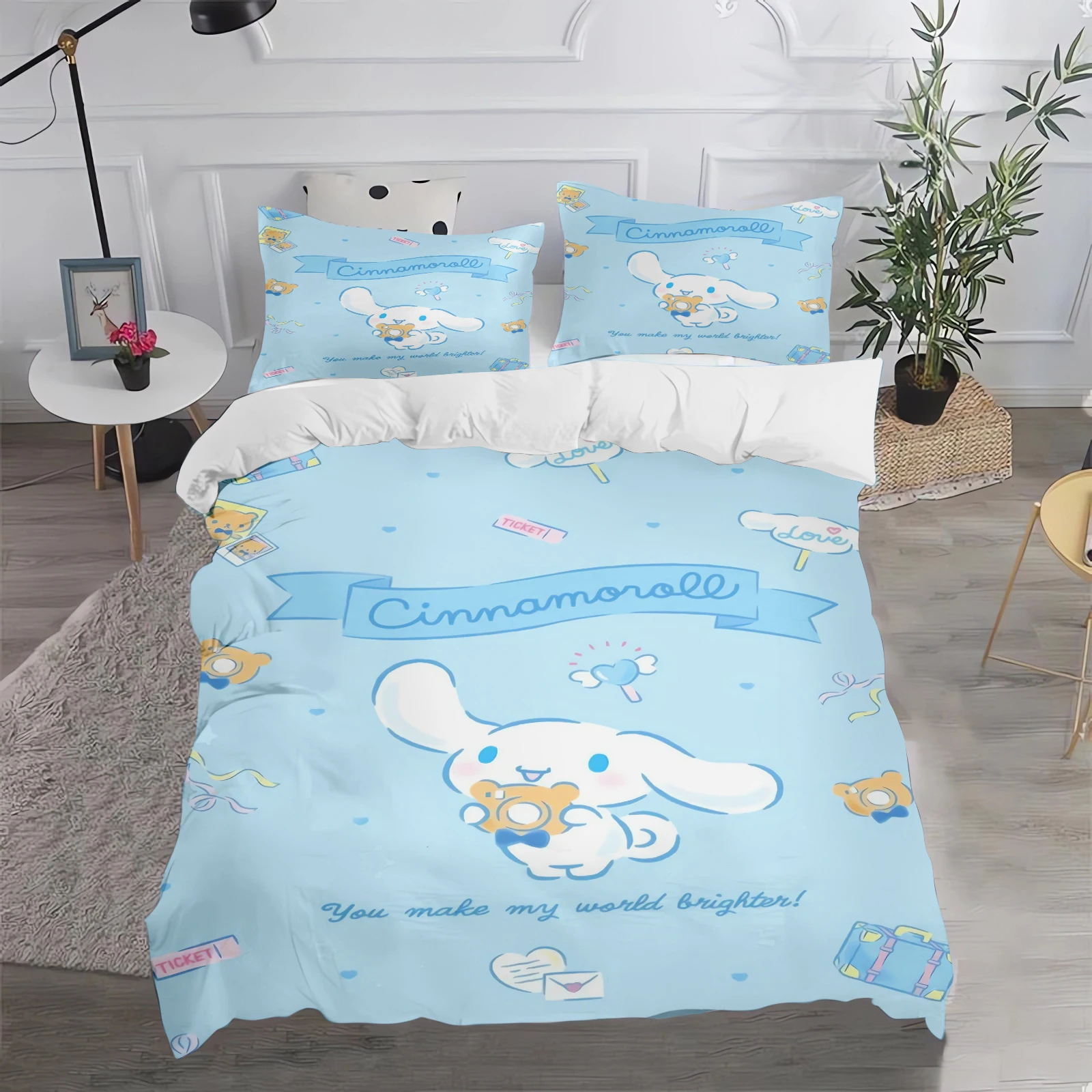 Funda de edredón Cinnamoroll Sanrio, edredón con estampado de dibujos animados de anime, agradable para la piel, transpirable, lindo, cálido, ropa de cama, calidez, nuevo diseño