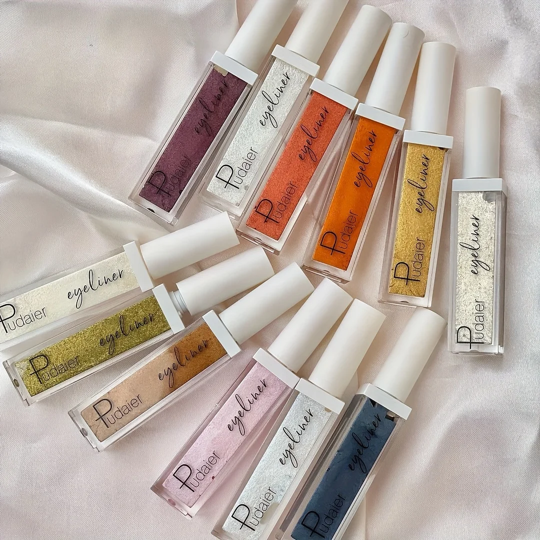 初心者とプロのための真珠光沢のあるリキッドアイライナーセット,防水,速乾性,防汚,12色