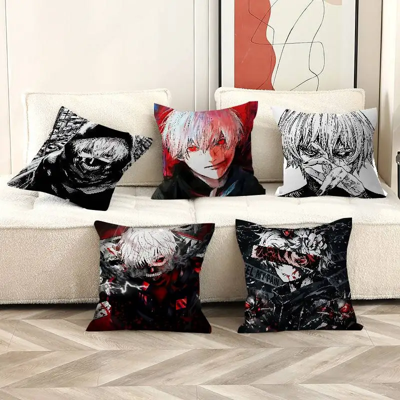 Anime Tokyo Ghoul Cushion Cover Inches Farmhouse Decor Home Throw Pillow Covers for Couch Decorations