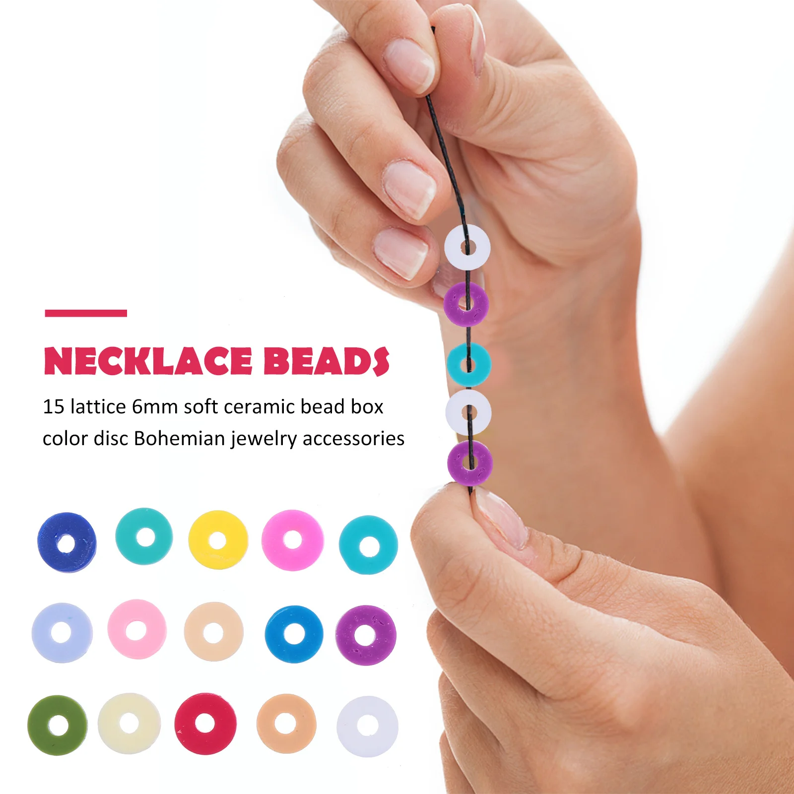 

1 Box 6Mm Colorful Flat Round DIY Clay Loose Beads Craft Making Jewelry Accessories Bracelet Necklace Spacer Beads