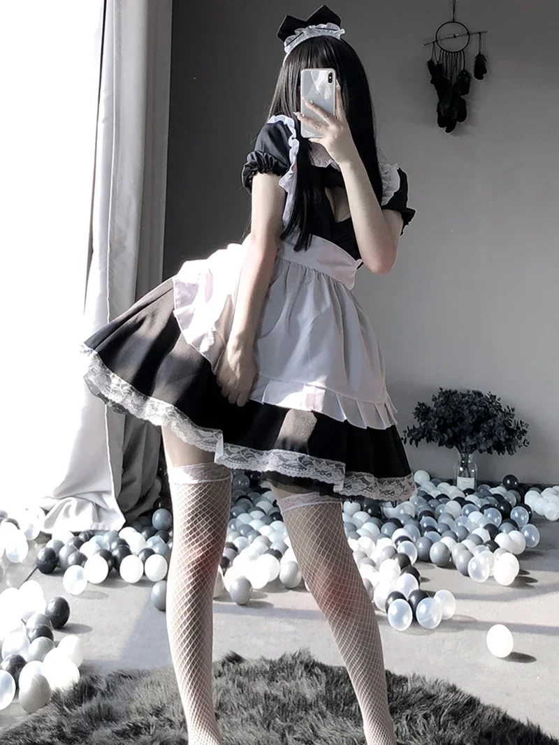 

Japanese Kawaii Maid Outfit For Women Lolita Sweet Anime Cosplay Costumes Sexy Lingerie Lace Babydoll Costume
