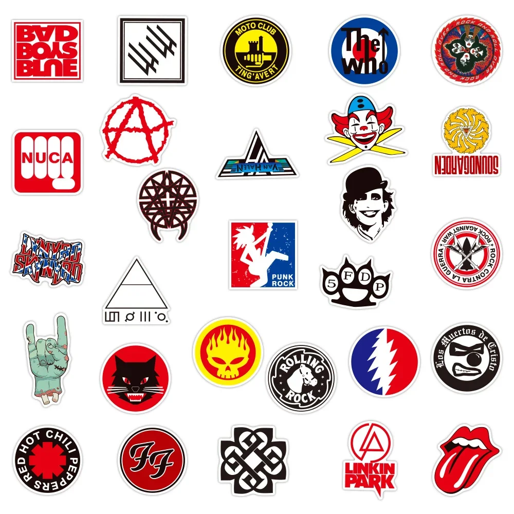 10/30/50PCS Rock Rock Band Sticker Graffiti Waterproof Skateboard Sticker Personalized Luggage Laptop Sticker Wholesale