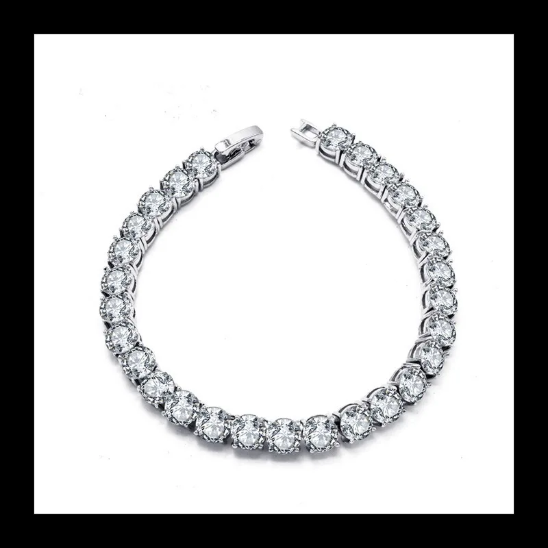 مجوهرات رائجة البيع S925 الفضة الزركون سوار الهيب هوب صف واحد الأبيض الزركون مجوهرات اكسسوارات