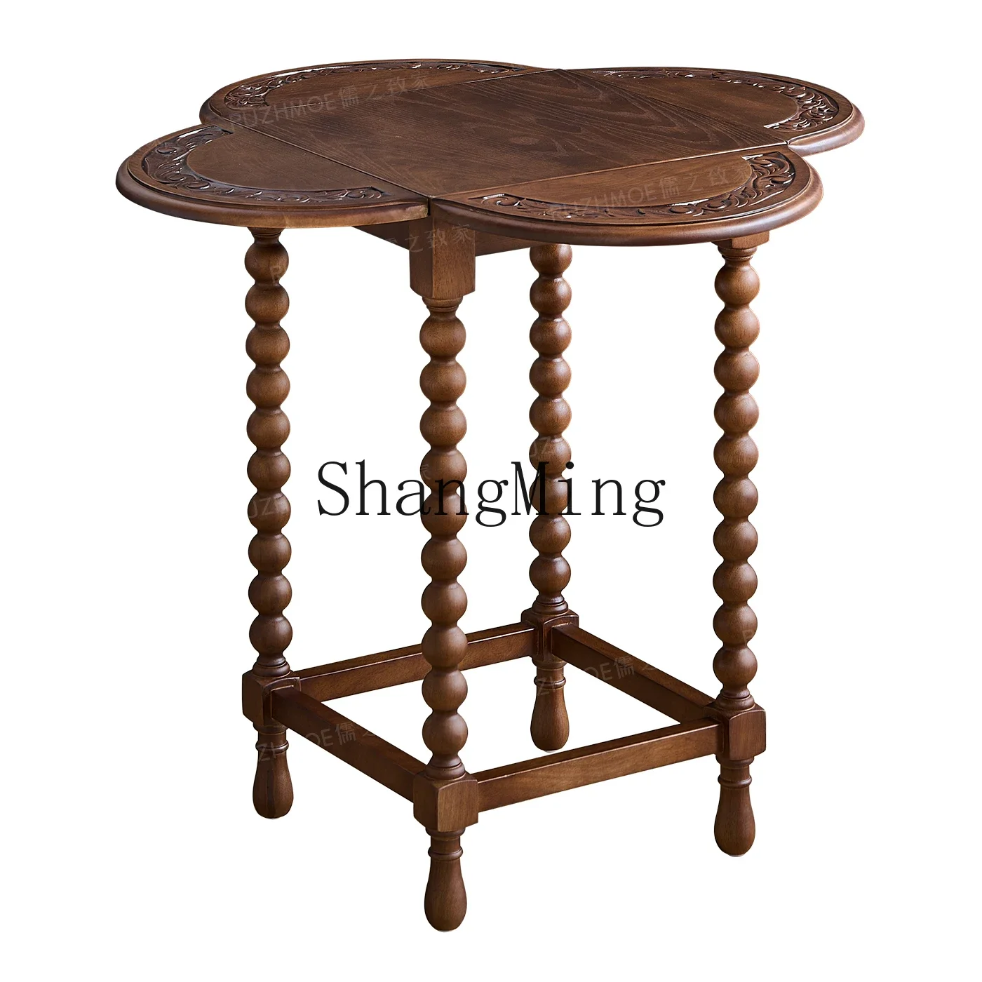 FG semi-round coffee small apartment dining table medium antique solid wood folding leaf table