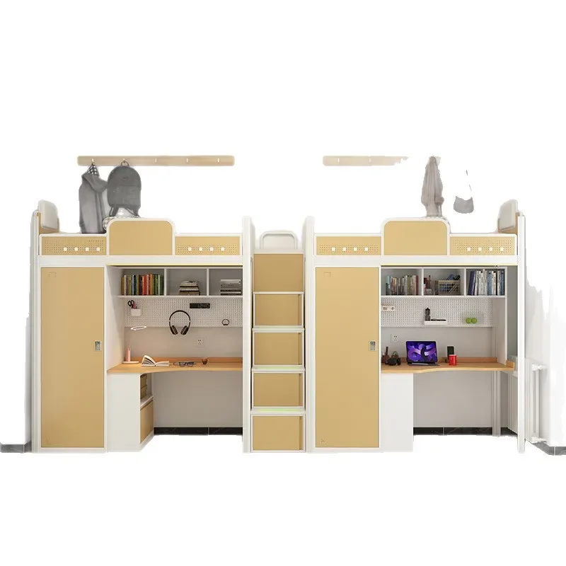On the bed under the table combination bed school dormitory bed wrought iron elevated