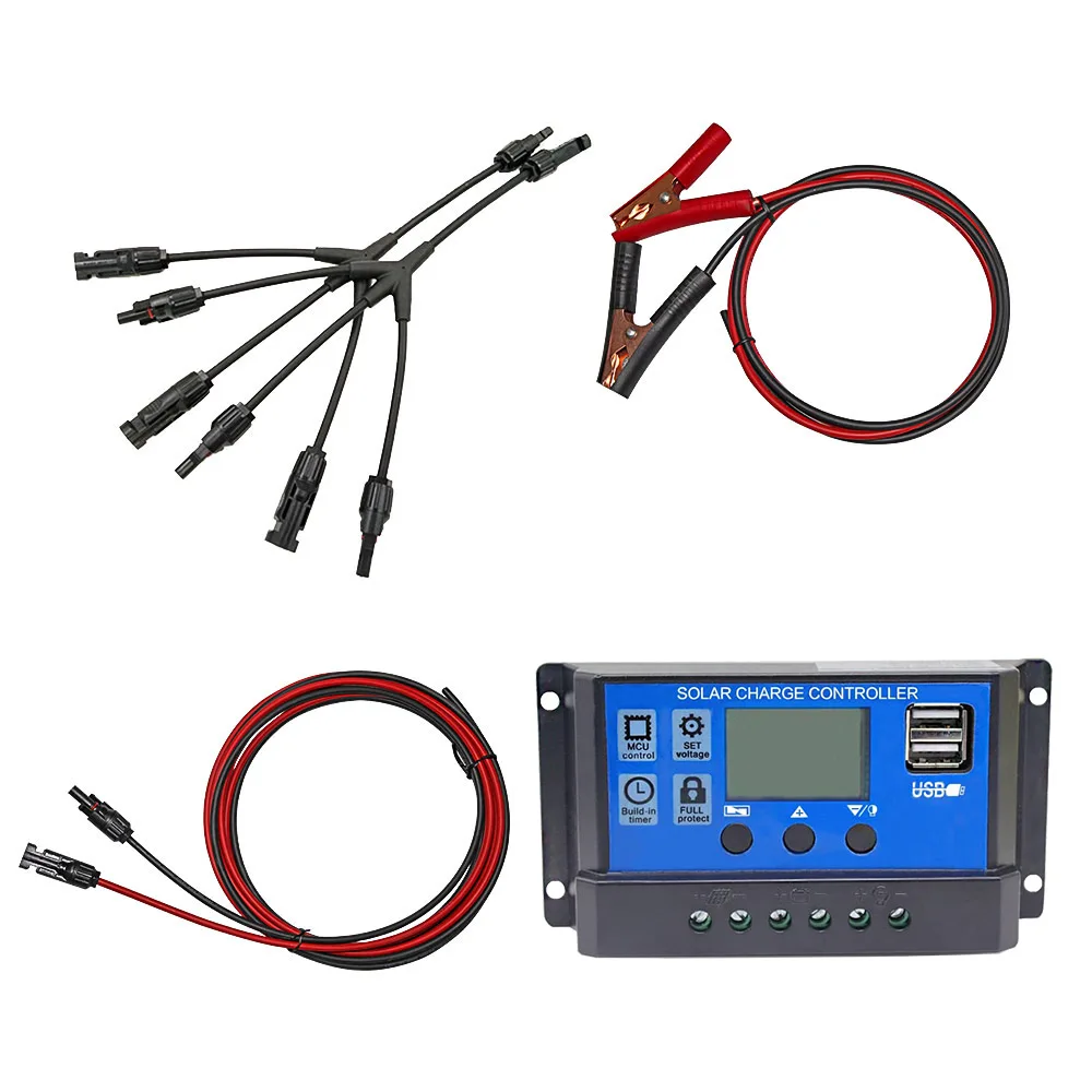 Ładowarka solarna Regulator 12V 24V 60A/50A/40A/30A/20A/10A PWM z kablami