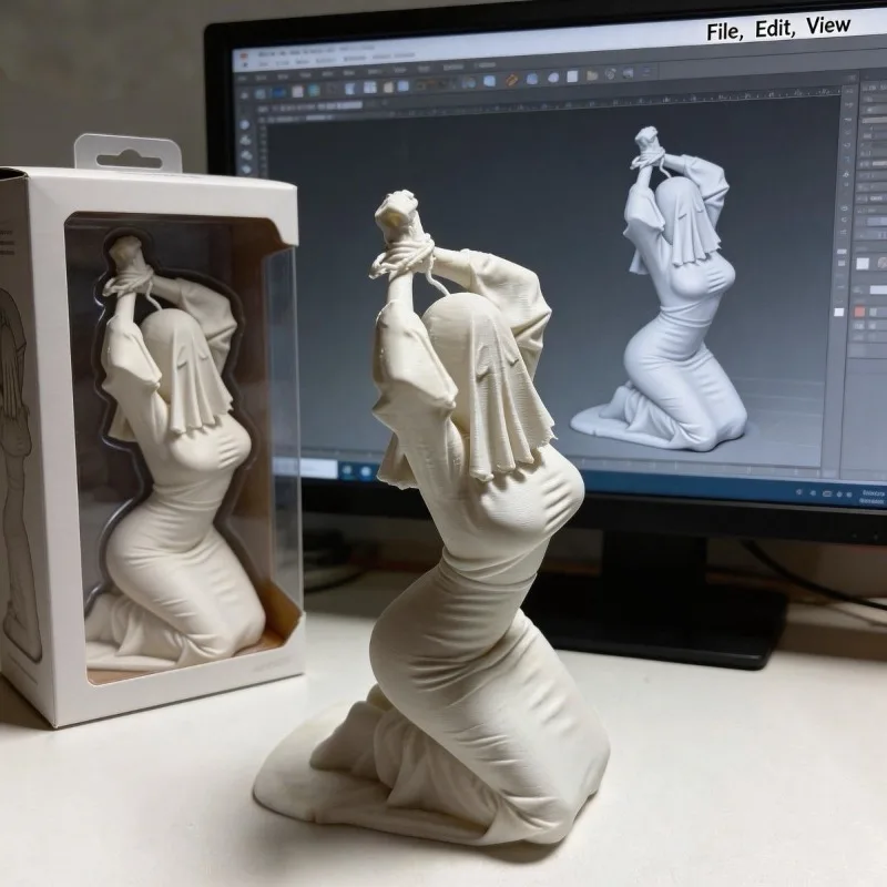 

3D printing bundled ghost kneeling sculpture model sexy creative figurine case pure desire decoration desktop collection