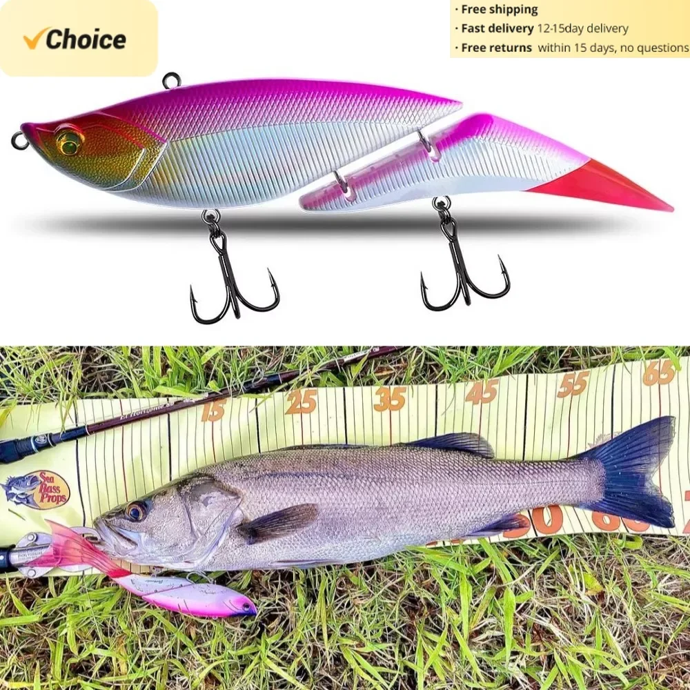 TSUYOKI Swimbait Jointed Lure, Freshwater, Floating Wobbler, Two Tails, Big Giant Fishing Lure, DaVinci 190, 55g, 190mm