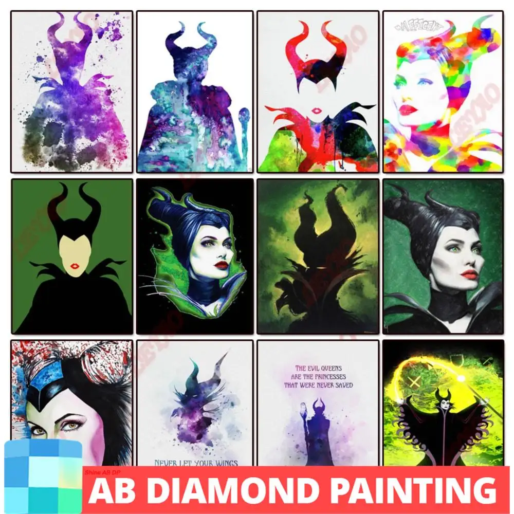 AB 5D Embroidery Disney Cartoon Diamond Painting Full Drill Dark Queen Dark Witch Sleeping Beauty Mosaic Wall Decor