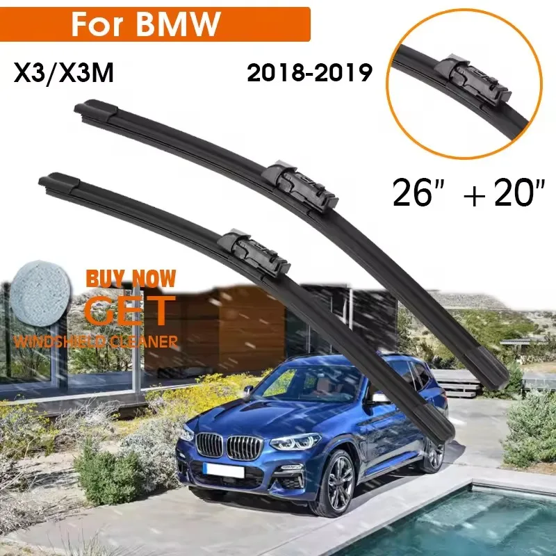 

Car Wiper Blade For BMW X3/X3M 2018-2019 LHD / RHD Front Window Windshield Windscreen Wiper Blades 26" + 20"