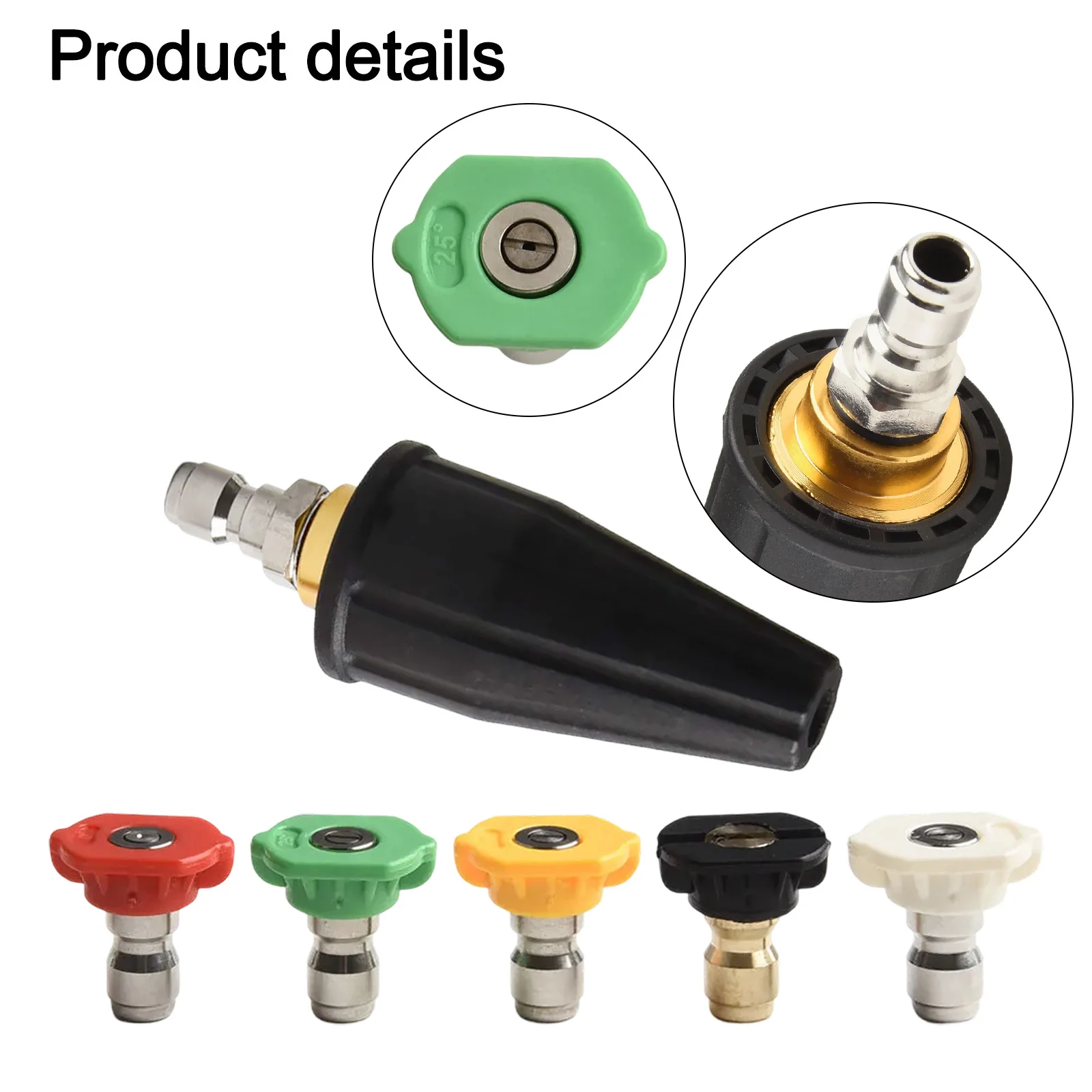 Turbo Nozzle Heavy Duty Rotating Nozzle with 5 Tips and 1/4 Quick Connect Fitting for 3600PSI For Pressure Washer