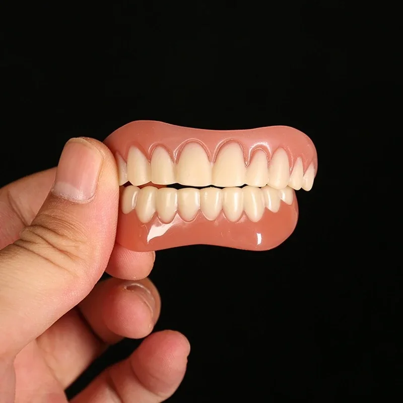 Folheados de silicone dentes falsos, aparelhos confortáveis, dentaduras ortodônticas, aparelhos para folheados superior e inferior, superior e inferior