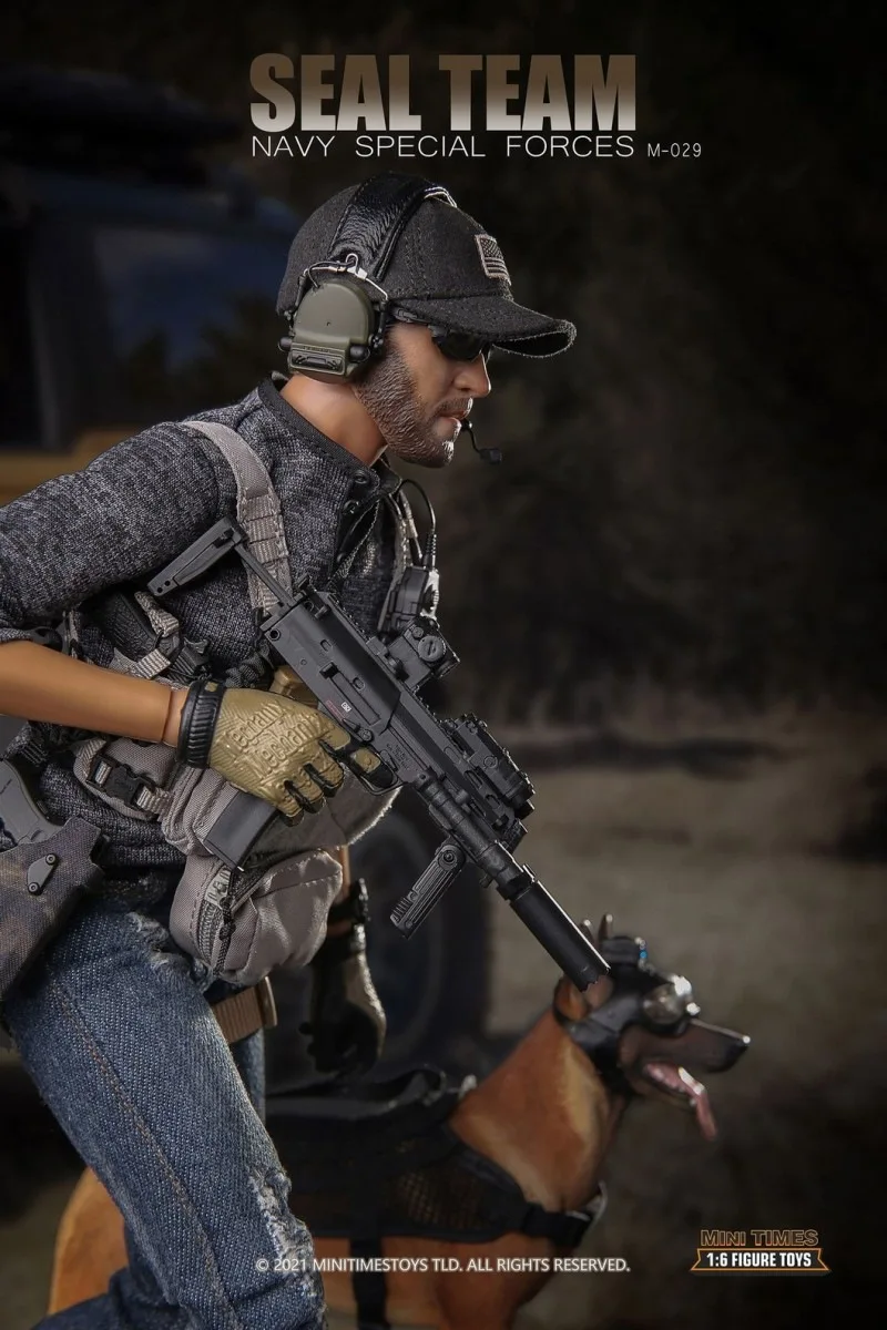 Mini Times Toys M029 1/6 Us Navy Seal Combat Fighter Male Soldier with Dog for 12'' Collectable Action Figure Model Toys