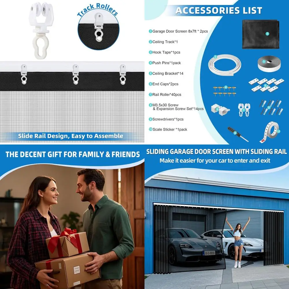 

Выдвижной экран гаражных ворот 16x7 футов для 2 автомобилей — прочная конфиденциальная занавеска из стекловолокна с трековой застежкой