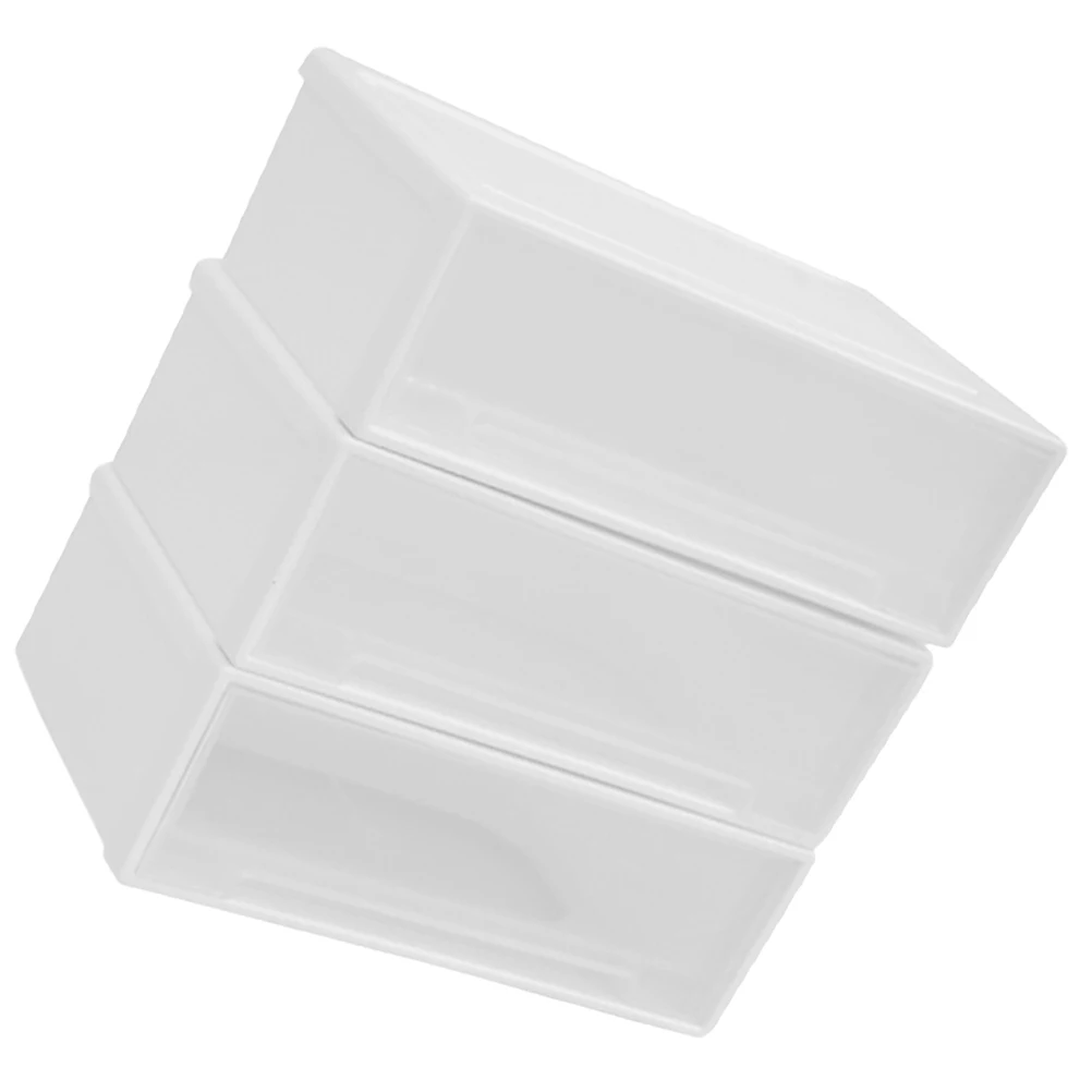 1 set Three Layer Drawer Storage Box White Vertical Large Capacity Desktop Organizers Stackable PP Material Plastic Container