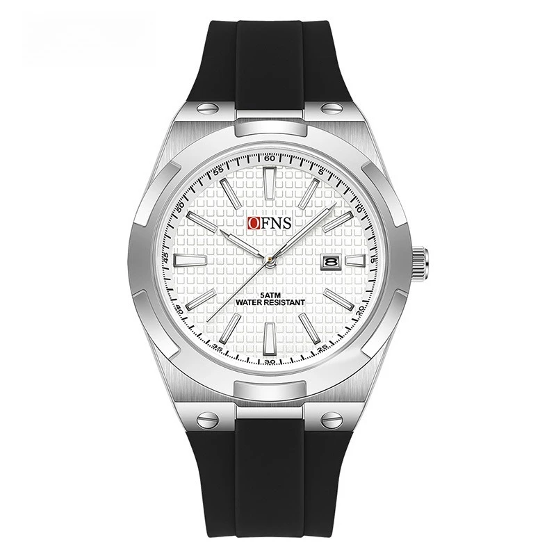 

Ofns Men's Simple Quartz Watch Single Dial Single Calendar Waterproof Silicone Strap Wristwatch For Teen Boys Students School