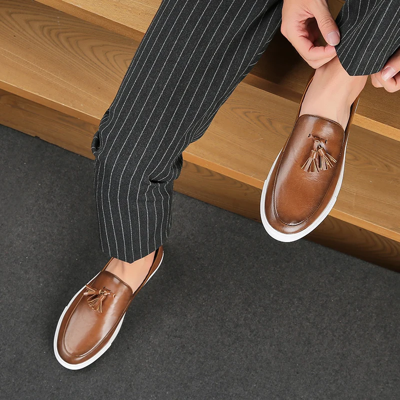 Zapatos De Hombre Loafers Men's Tassel Slip-On Comfortable Men Leather Shoes Casual Shoes Fashion Oxford Shoes Large Size 38-47