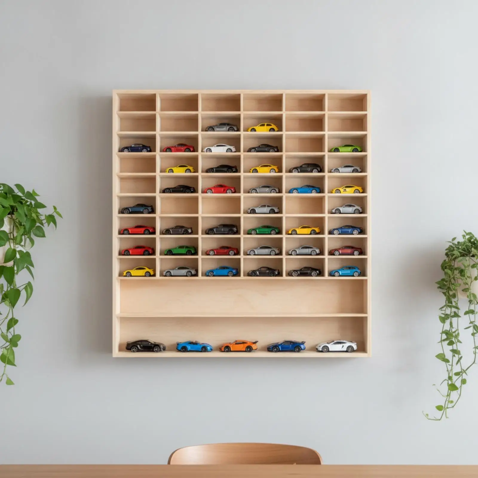 Solid Wood Car Display Shelf Wall Mounted Rack for Diecast Toy Cars Visible Cubby Storage for Model Car Hobby Collection