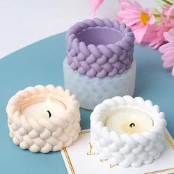 Weaving Shape Candle Jar Silicone Mold DIY Succulent Flowerpot Craft Making Plaster Resin Storage Box Casting Molds Home Decor