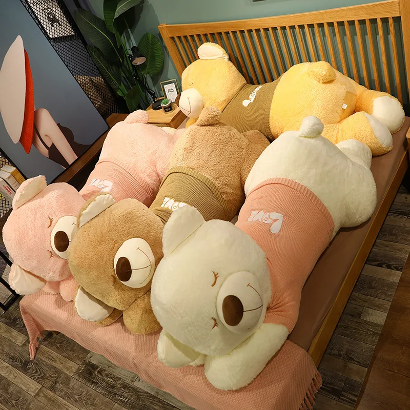 

Новый большой размер лежащий медведь плюшевые игрушки мягкий свитер медведь плюшевая подушка мягкие игрушки куклы подарок на день рождения 80/100 см