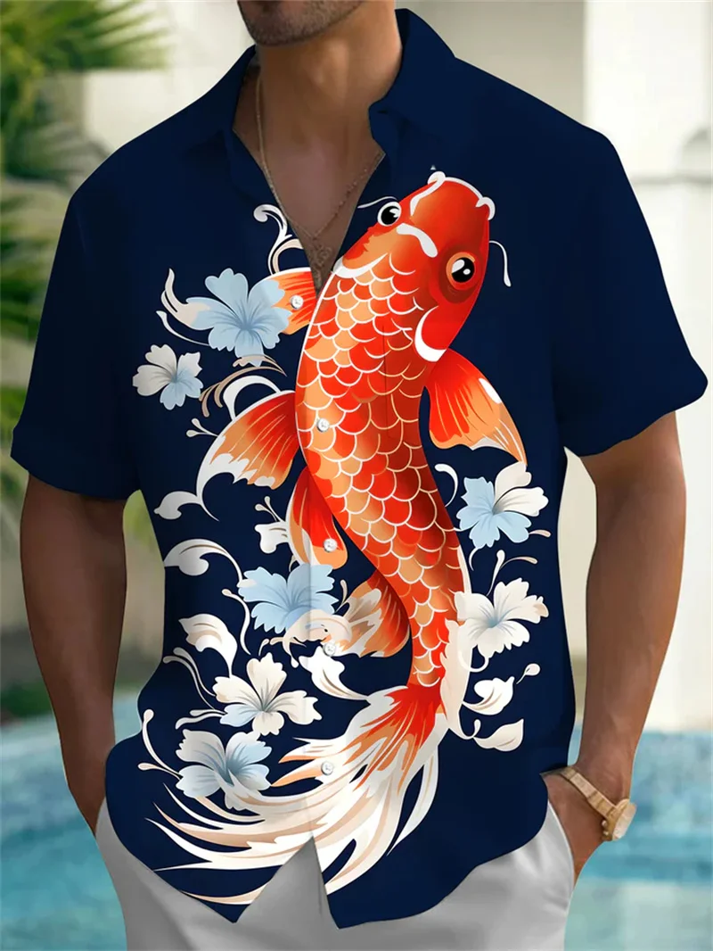 Casual Hawaiian shirt men's patterned shirt men's shirt cartoon animal 3D printed men's shirt men's clothing