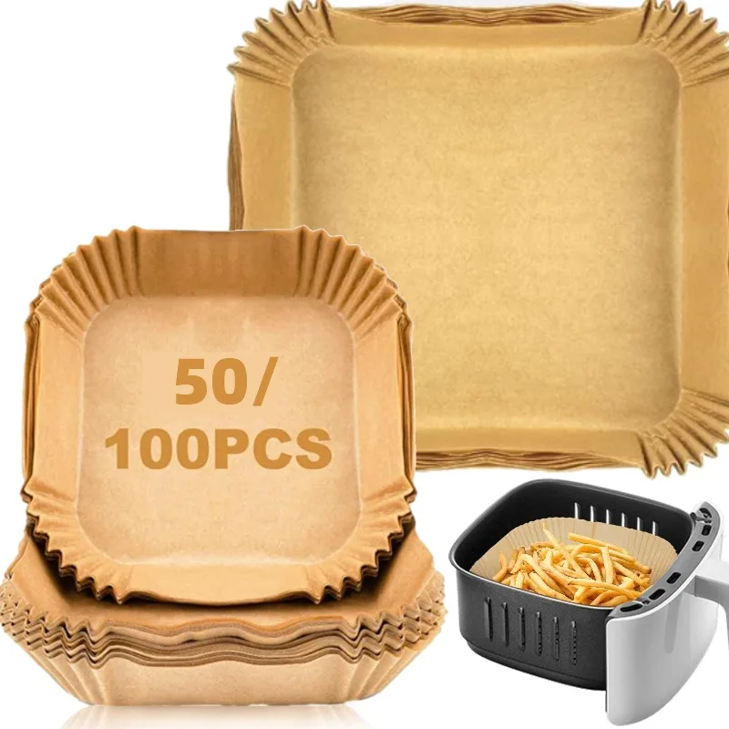 Einlagen für Luftfritteusen, Einweg-Pergamentpapier für Airfryer, antihaftbeschichtet und ölbeständig, Papierablage, Backmatte, Korb, Zubehör für Luftfritteusen