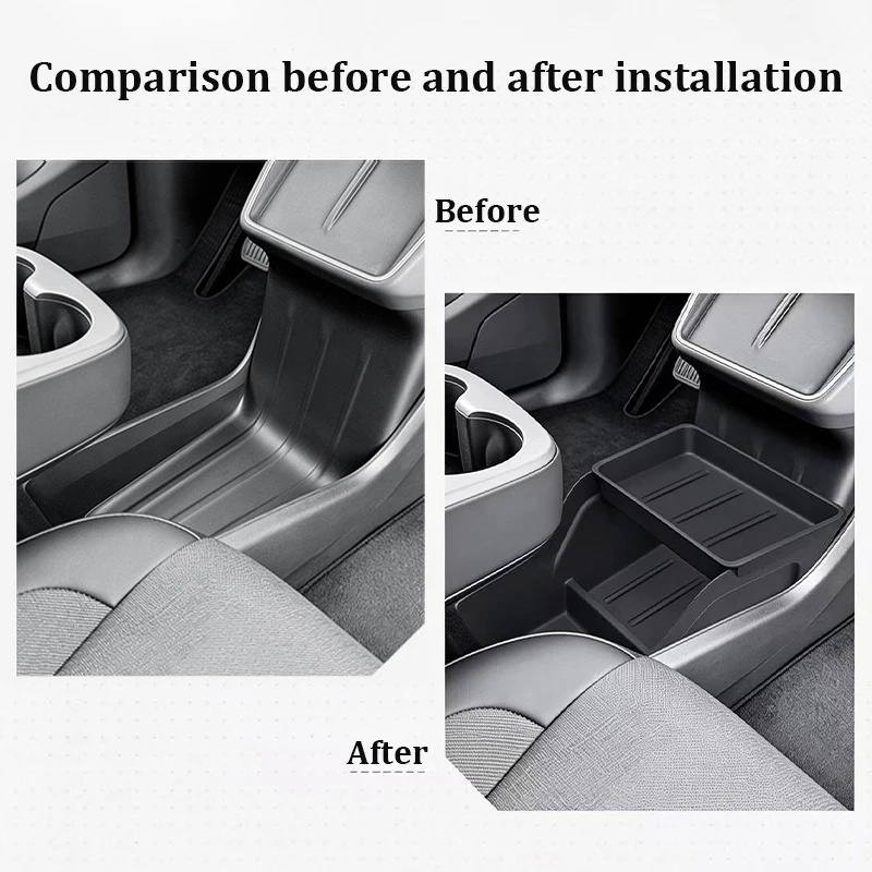 TPE Center Console Lower Storage Box Organizer Tray Container For Tesla Model Y Standard RWD 2026 Car Interior Accessories view 4