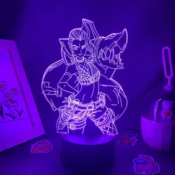 LOL League of Legends Game Figure Jinx 3D Led Neon Night Light, decoración colorida para sala de estar, juego LOL Jinx, lámpara de Lava, regalos para niños