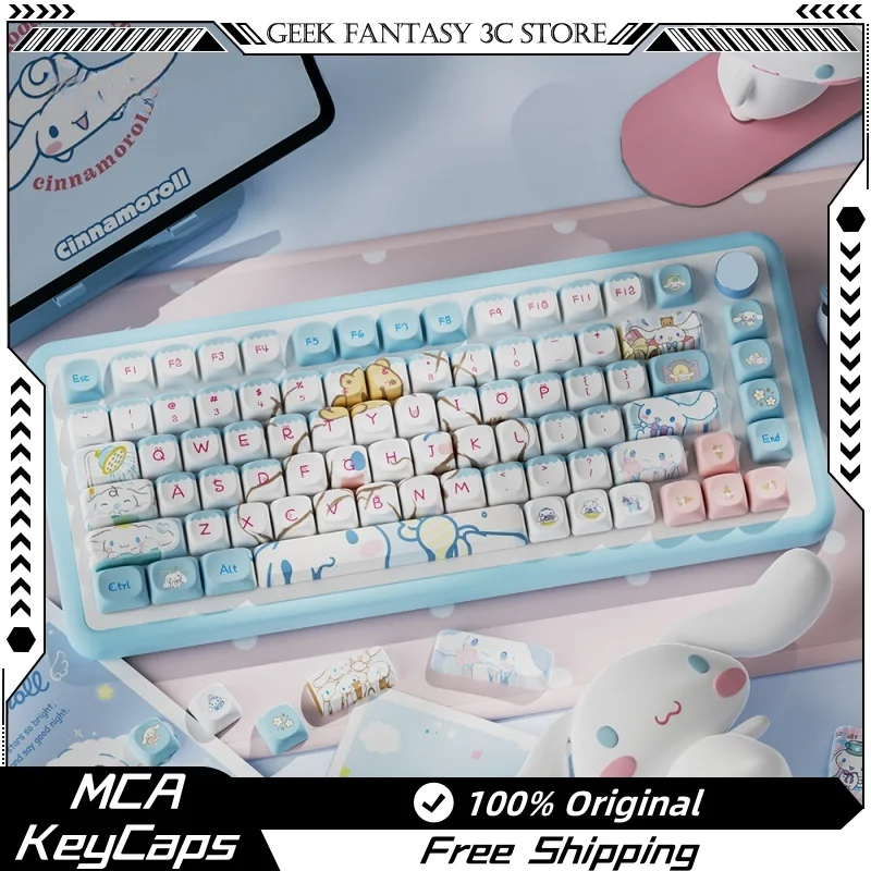 New Cinnamon Dog Theme Keycaps 112/120 Key Mca Profile Pbt Thermal Sublimation Mechanical Keyboard Cartoon Anime Game Key Cap