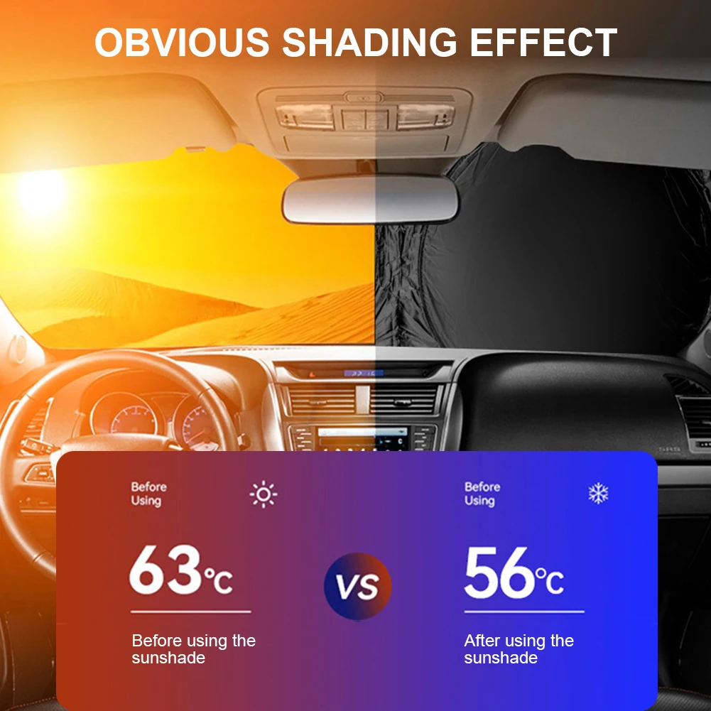 Car Interior Sunshade Heat Insulation Front Rear Car Window Sunshade Silver-coated Cloth For Auto Shading Car Heat Insulation